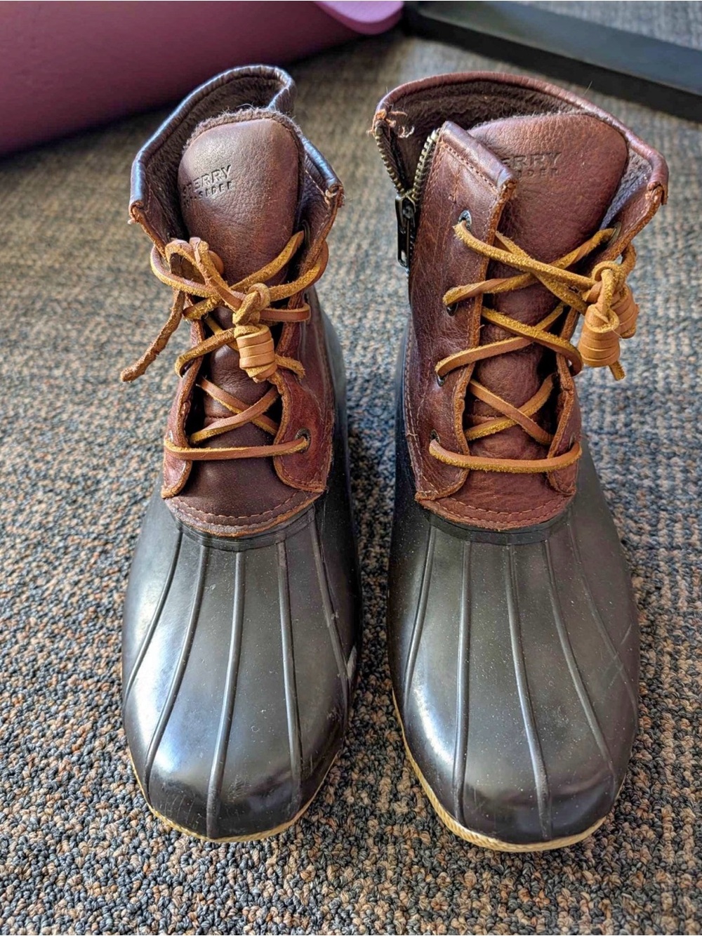 L.L. Bean Brown Leather and Dark Rubber Duck Boots
